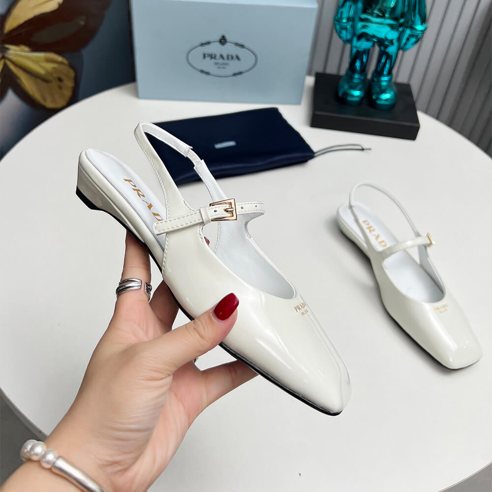Pra*a Patent Leather Slingback Ballerinas